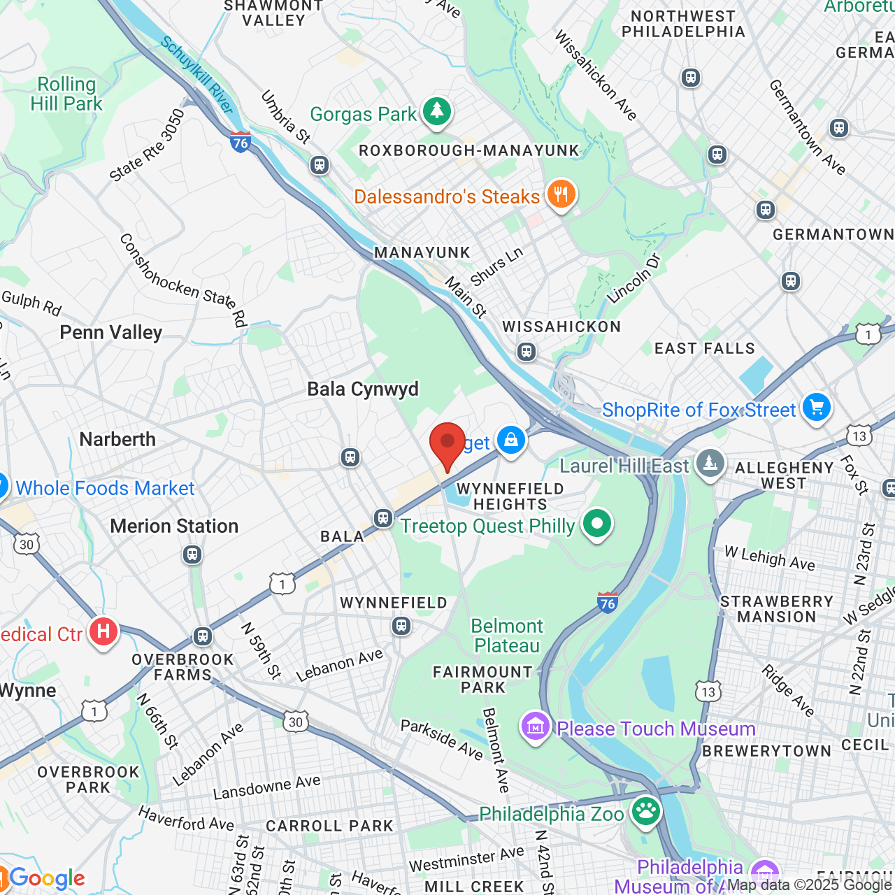 Google map image of our location in 1 Belmont Ave Bala Cynwyd, PA
